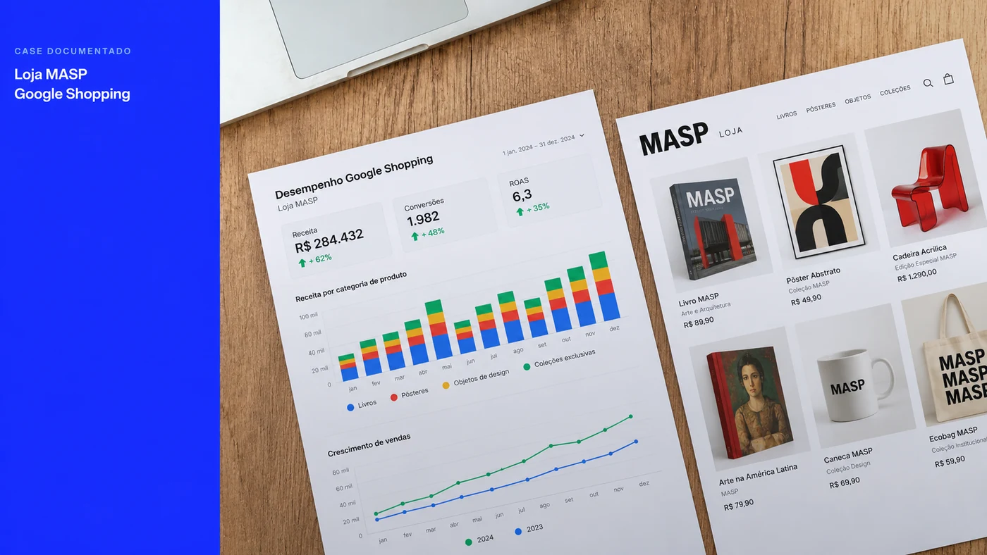 Composição visual meramente ilustrativa do contexto de e-commerce da Loja MASP
